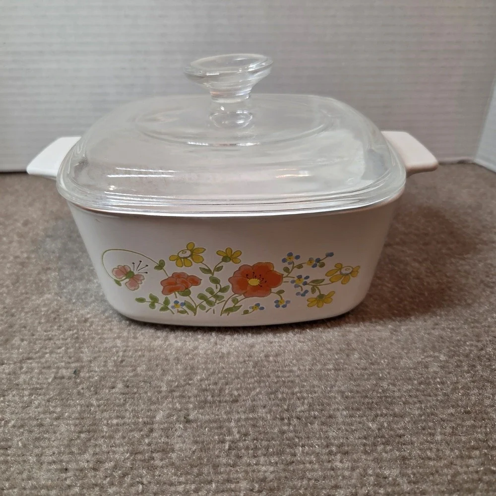 Rare! Corning Ware Wild Flower Casserole Dishes A-1-B, A-1.5-B, P-43-B.